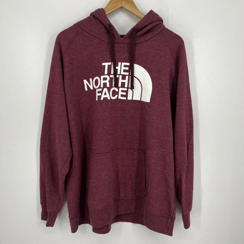 The North Face Mens XXL Burgundy Heathered Pullover Logo Hoodie